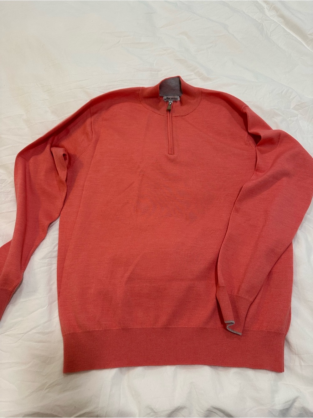 Peter Millar Large Men's Coral Half-Zip Sweater cashmere